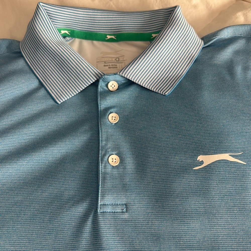 Light Blue With Solid White Back Large Golf Shirt - image 1